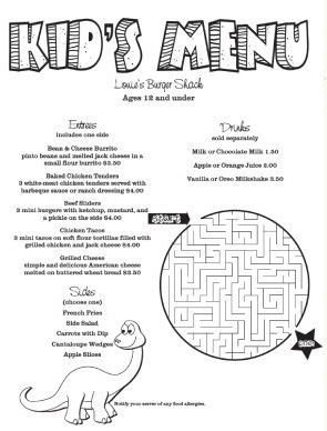 restaurant menus samples