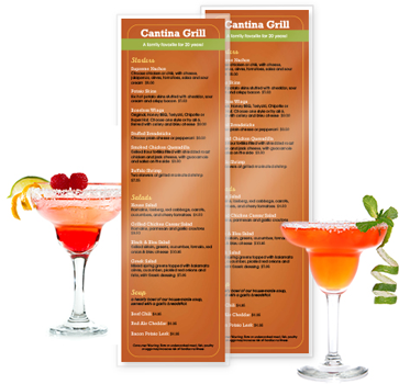 Half Page Menu Sizes