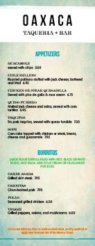 Half Page Menu Sizes