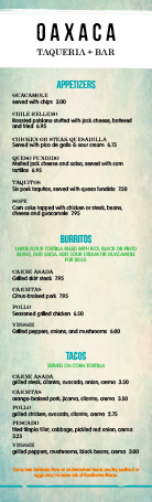 Half Page Menu Sizes