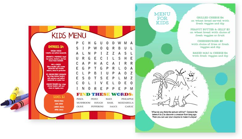 Kids Menu Printing