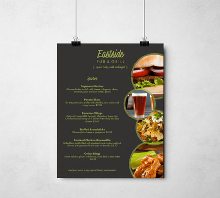 Menu Poster Printing