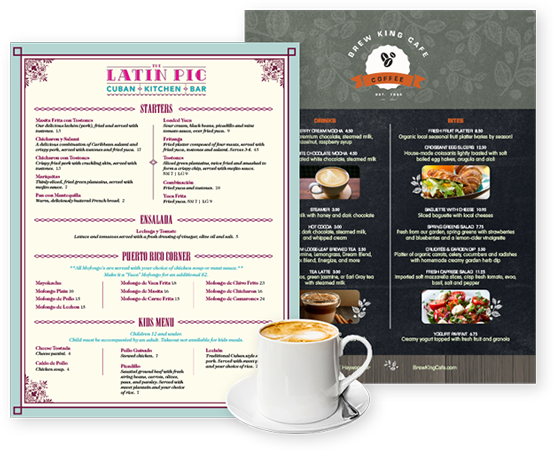 Dine-In Menu Printing