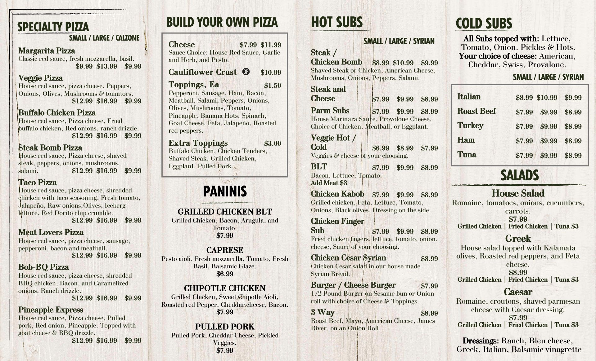 River Street Cafe Menu