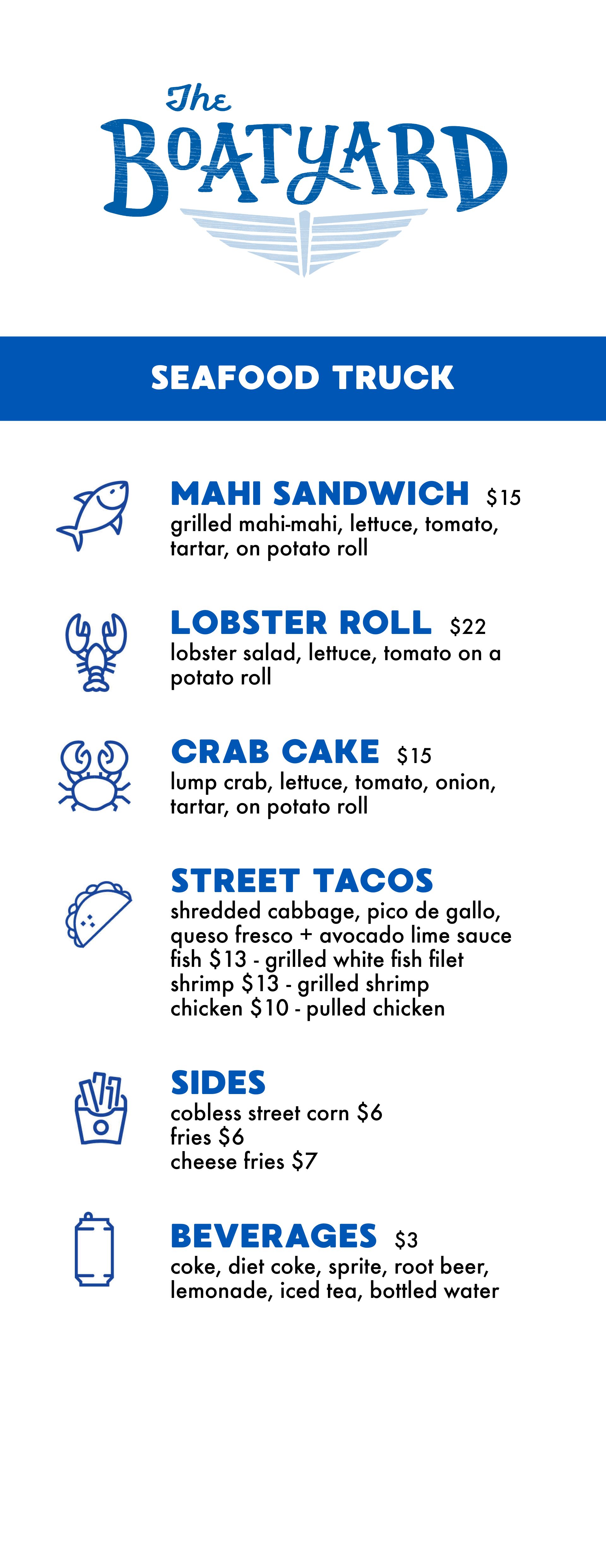 The Boatyard Food Menu